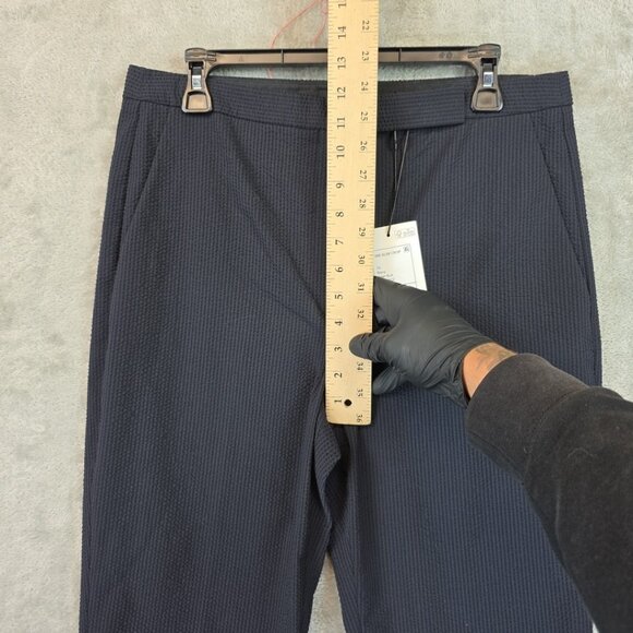 Theory Suit Pants Women's Size 10 Navy Seersucker High Waist Slim Crop Stretch - Picture 8 of 16